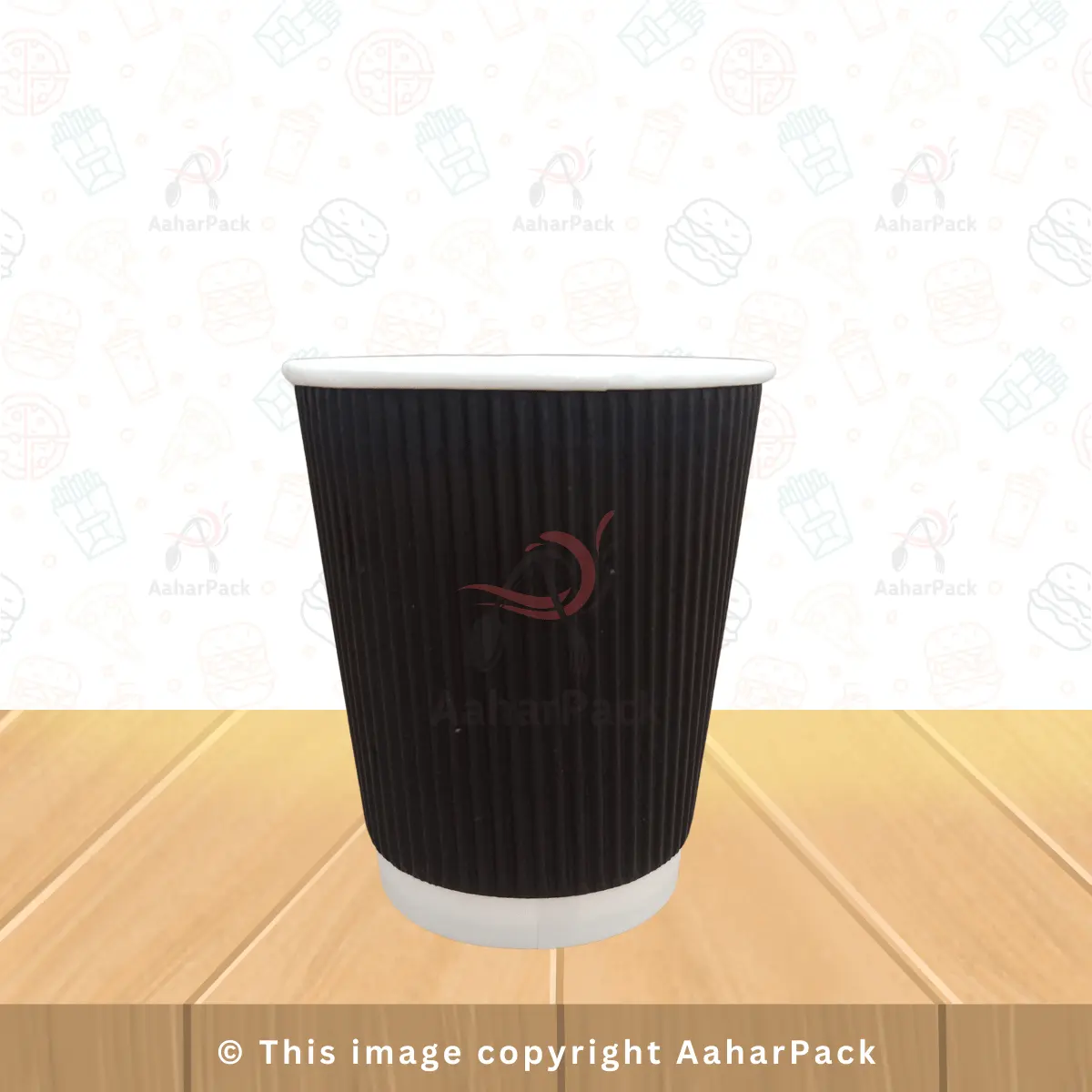 210 ML (7oz) Ripple Wall Black Paper Cups – Premium Disposable Hot Cups | Pack of 1000
